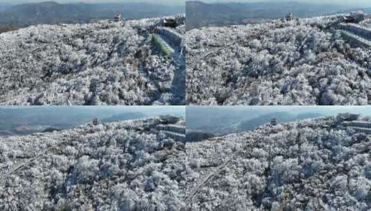 江南杭州鸬鸟山雪景雾凇景观航拍高清在线视频素材下载