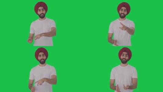 快乐的锡克教印度人说话绿屏高清在线视频素材下载