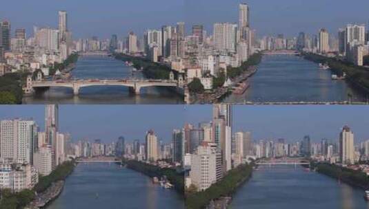 广州越秀沿江历史建筑航拍高清在线视频素材下载