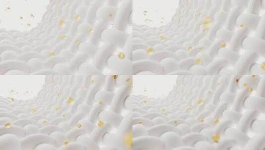 编织布料纹理与泡沫粒子3D渲染高清在线视频素材下载