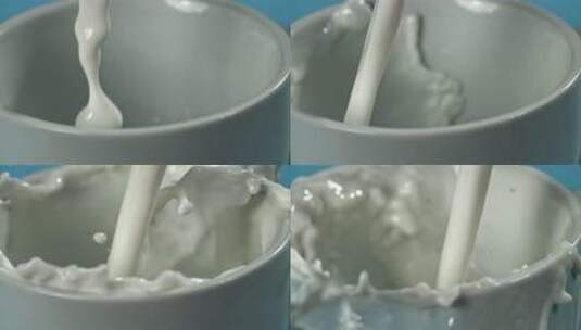将新鲜牛奶倒入用高速摄像机以1000 F高清在线视频素材下载