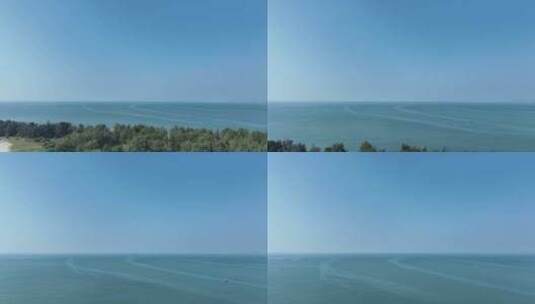 蓝色大海航拍海岸线风景海洋风光飞越山川湖高清在线视频素材下载