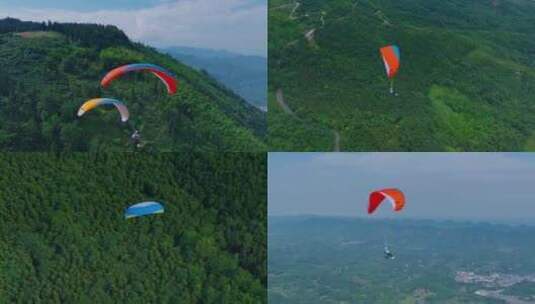 4K滑翔伞空中飞翔航拍高山户外极限运动高清在线视频素材下载