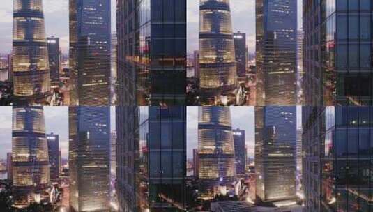 上海城市中心夜景航拍高清在线视频素材下载