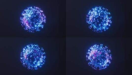 具有暗霓虹灯效果的循环分子高清在线视频素材下载