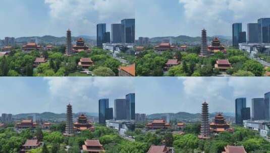 福州西禅古寺航拍城市寺庙古建筑景观风景高清在线视频素材下载