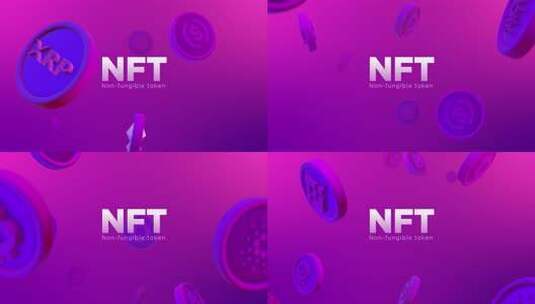 Nft加密货币下跌硬币背景循环高清在线视频素材下载