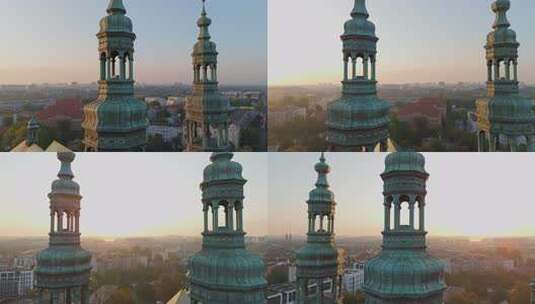 初夏波兹南历史旅游中心和圣弗朗西斯教堂尖高清在线视频素材下载