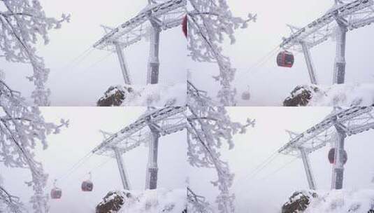 河南老君山雪后旅游索道缆车旅行高清在线视频素材下载