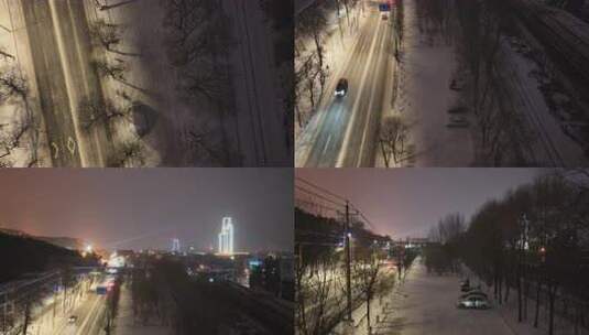 雪夜中的寂静街道高清在线视频素材下载