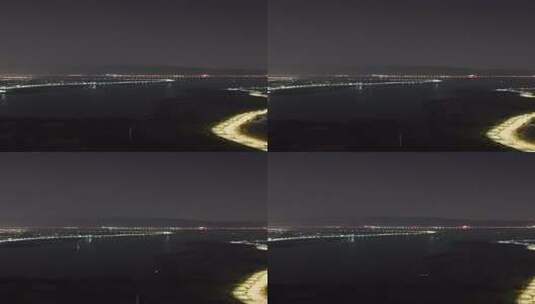 城市河流夜景俯瞰高清在线视频素材下载