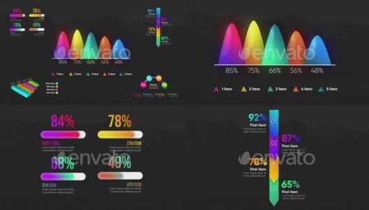 彩色现代数据图表汇聚AE模板高清AE视频素材下载