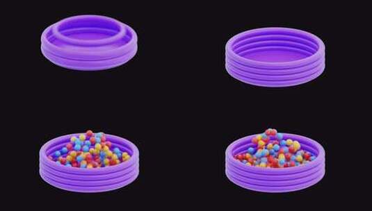有趣的彩色儿童泳池游戏的3D动画|阿尔法高清在线视频素材下载