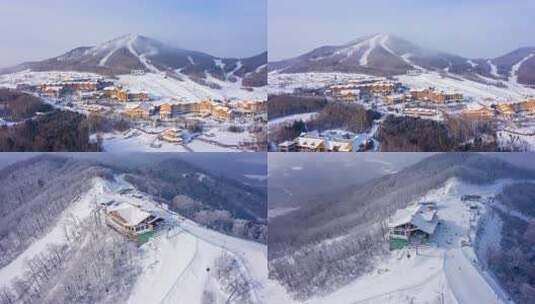 吉林万达长白山滑雪场度假村高清在线视频素材下载