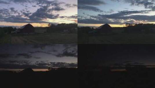 延时拍摄日落下的谷仓高清在线视频素材下载