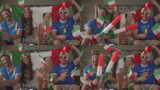 意大利球迷欢呼庆祝胜利高清在线视频素材下载