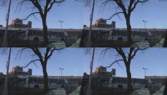 列车经过纽约高架桥高清在线视频素材下载