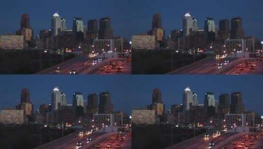 芝加哥市中心夜景高清在线视频素材下载