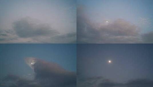 夜晚天空月亮云延时高清在线视频素材下载