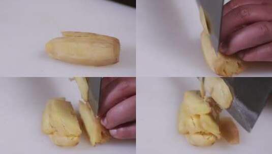 切生姜片做饭高清在线视频素材下载