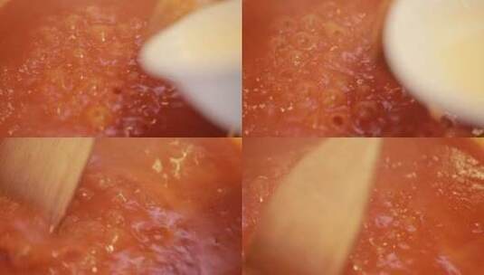 切番茄熬西红柿酱底料高清在线视频素材下载