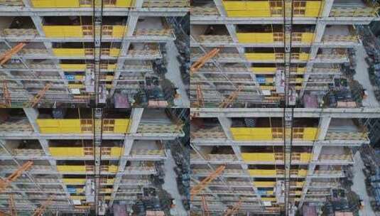 航拍杭州滨江施工中的建筑工地高清在线视频素材下载