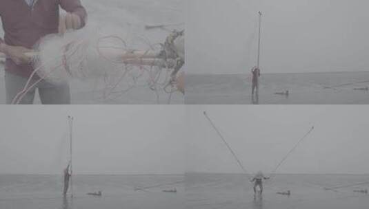 海南雷州半岛解渔网高清在线视频素材下载