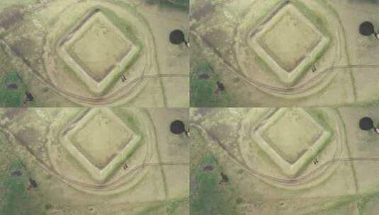 航拍内蒙古金界壕遗址的戍堡高清在线视频素材下载