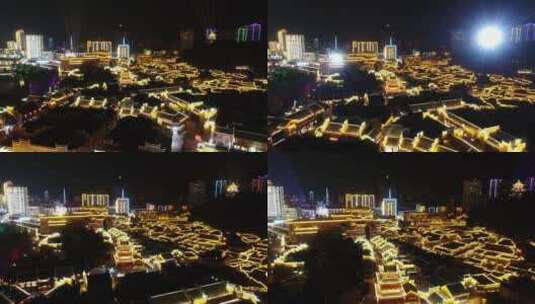 航拍贵州铜仁古城中南门古城夜景高清在线视频素材下载