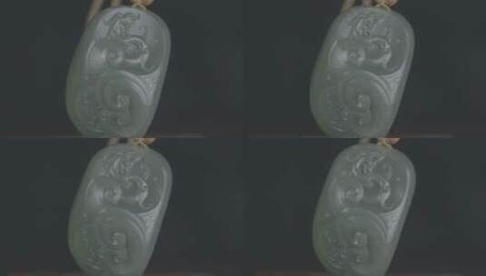 岫岩玉雕刻作品影棚微距特写展示log高清在线视频素材下载