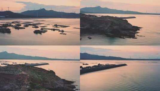 航拍东山岛海边晚霞日落高清在线视频素材下载
