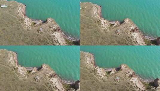 青海省青海湖悬崖航拍4K高清在线视频素材下载