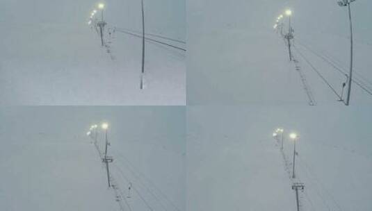 滑雪缆车上方的灯光高清在线视频素材下载