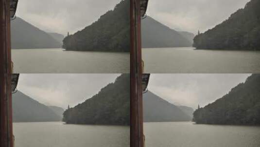乘坐游船看到的浙江建德七里扬帆景区高清在线视频素材下载