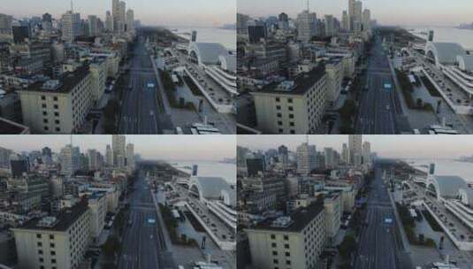 武汉疫情封城 航拍汉江路 商业街 公路 推高清在线视频素材下载