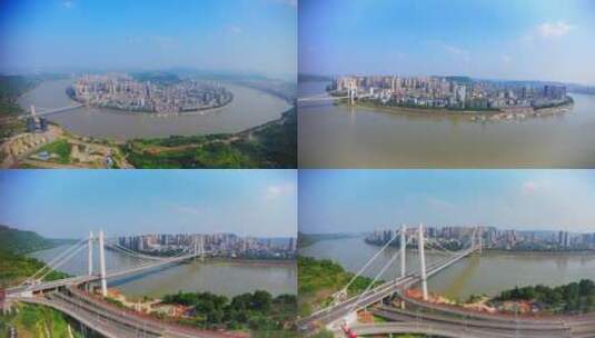 重庆江津区大城区4K江津区几江长江大桥高清在线视频素材下载