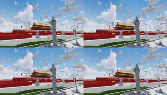 4K 北京天安门和平鸽飞翔视频素材高清在线视频素材下载