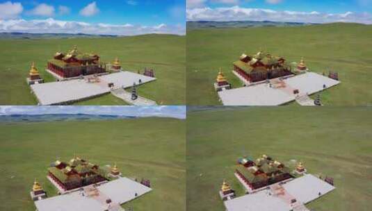 草原上的藏式寺庙高清在线视频素材下载