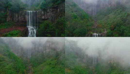 云雾缭绕的瀑布高清在线视频素材下载