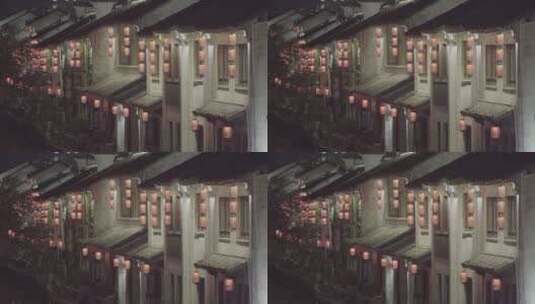 【空镜】4K夜景-江南古运河-街景灯笼-水乡高清在线视频素材下载
