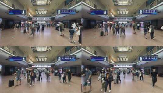 车站大厅人来人往的旅客高清在线视频素材下载