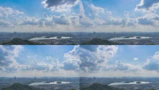蓝天白云下的南京城全貌高清在线视频素材下载