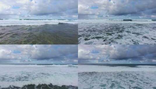 航拍大气磅礴的大海海浪巨浪高清在线视频素材下载