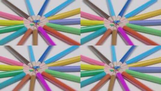 多彩的铅笔笔尖聚拢在一起高清在线视频素材下载