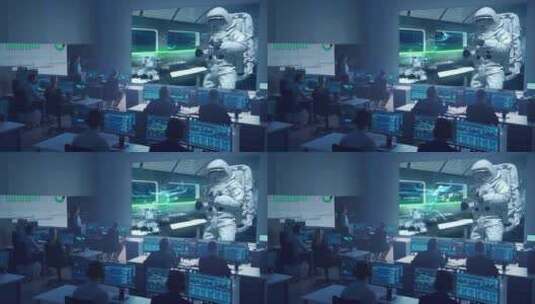 任务控制中心与宇航员高清在线视频素材下载