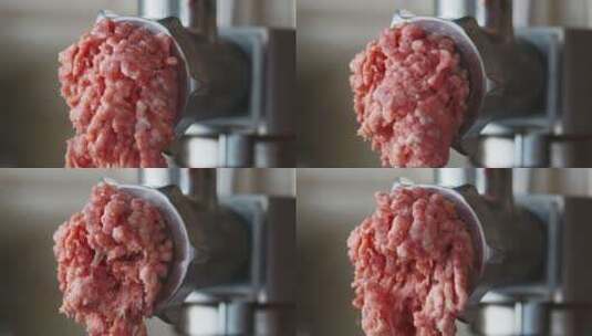 绞肉机正在制作猪肉馅高清在线视频素材下载