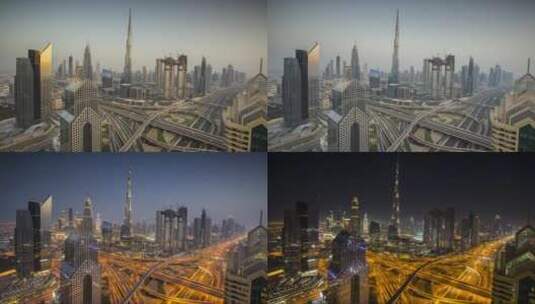 迪拜的白天和黑夜高清在线视频素材下载