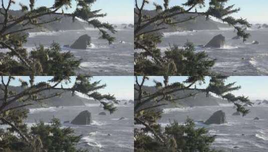 撞击岩石的海浪高清在线视频素材下载