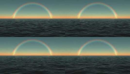 海平面上的五彩彩虹高清在线视频素材下载