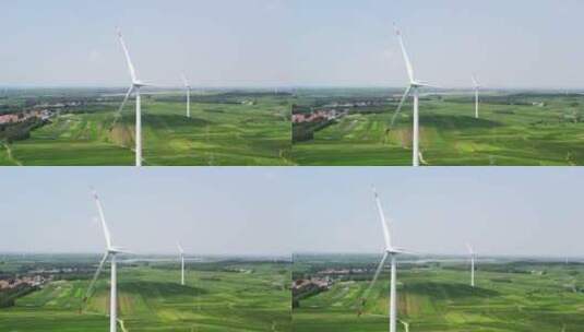 4k 航拍户外田园涡轮风力发电机高清在线视频素材下载